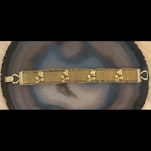 Vintage goldette gold mesh & chain flower bracelet